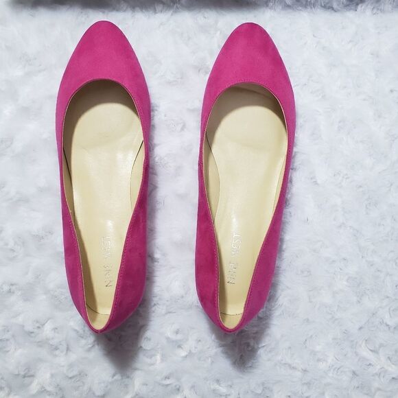 Nine West Corrine size 6.5 pink faux suede ballet flats - Picture 2 of 5